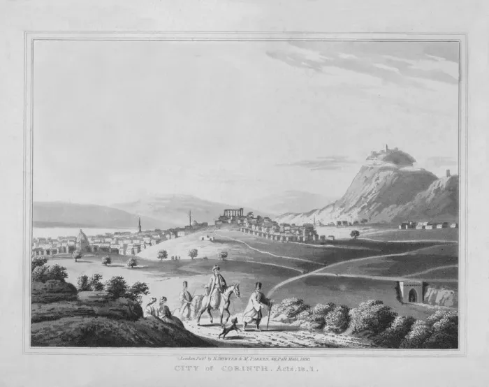 Framed Print : City of Corinth. Acts. 18. 1, 1830. Artist: J Clarke Framed Print : City of Corinth. Acts. 18. 1, 1830. Artist: J Clarke
