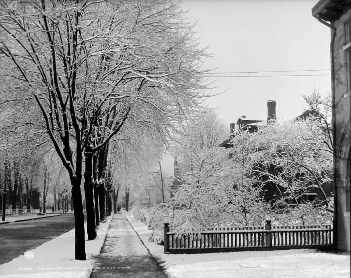Framed Print : The City dressed for her wedding with winter, between 1900 and 1910. Creator: Unknown Framed Print : The City dressed for her wedding with winter, between 1900 and 1910. Creator: Unknown