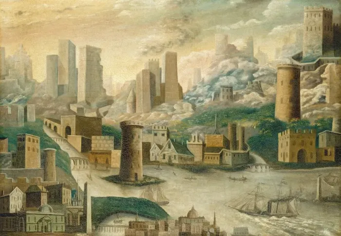 Framed Print : A City of Fantasy, mid 19th century. Creator: Unknown