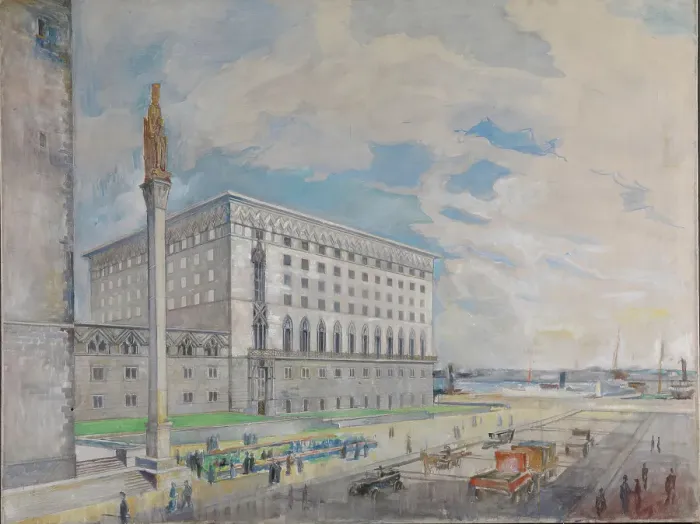 Framed Print : City Hall in Oslo, probably 1925. Creator: Unknown Framed Print : City Hall in Oslo, probably 1925. Creator: Unknown