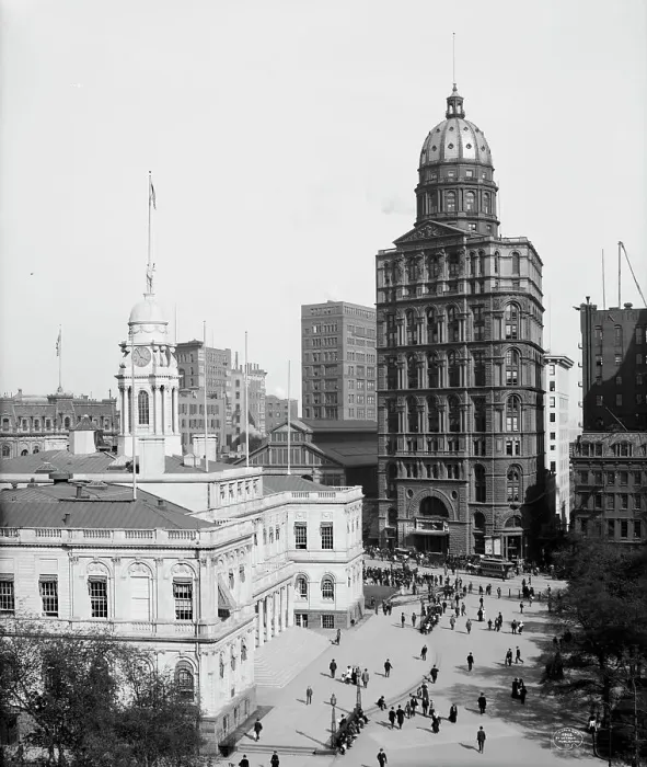 Framed Print : City Hall and World Building, New York. c1905. Creator: Unknown Framed Print : City Hall and World Building, New York. c1905. Creator: Unknown