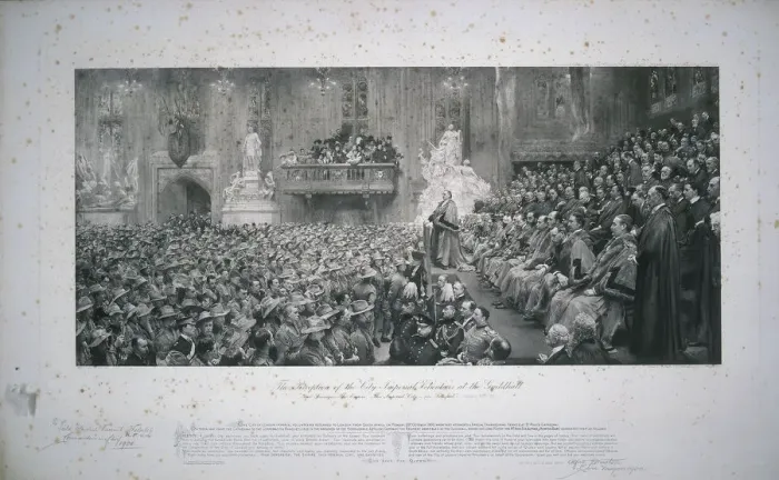 Framed Print : City Imperial Volunteers, 1902. Artist: John Henry Frederick Bacon Framed Print : City Imperial Volunteers, 1902. Artist: John Henry Frederick Bacon
