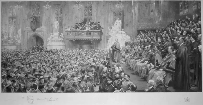 Framed Print : The City Imperial Volunteers in the Guildhall, City of London, 1900 (1902) Framed Print : The City Imperial Volunteers in the Guildhall, City of London, 1900 (1902)