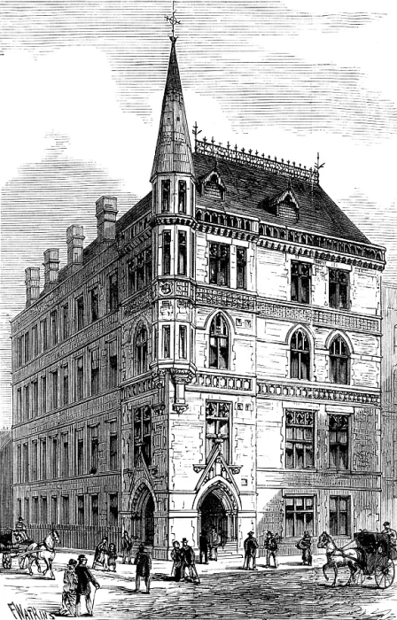 Framed Print : The City of London College: the new building in White-Street, Moorfields, 1883. Creator: Unknown Framed Print : The City of London College: the new building in White-Street, Moorfields, 1883. Creator: Unknown
