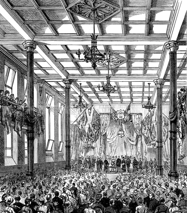 Framed Print : City of London College: the Prince and Princess of Wales in the Lecture-Hall at the Opening, 1883. Creator: Unknown Framed Print : City of London College: the Prince and Princess of Wales in the Lecture-Hall at the Opening, 1883. Creator: Unknown