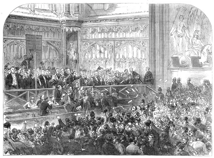 Framed Print : City of London Election: the nomination at Guildhall, 1865. Creator: Unknown Framed Print : City of London Election: the nomination at Guildhall, 1865. Creator: Unknown