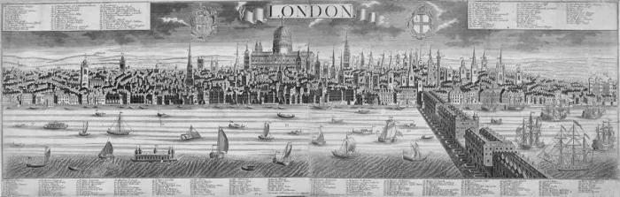 Framed Print : The City of London and the River Thames, 1710 Framed Print : The City of London and the River Thames, 1710