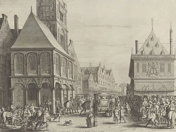 City magistrates taking leave of Marie de Medici before the town hall