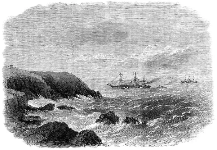 Framed Print : The City of New York steam-ship on Daunt's Rock, at the entrance of Queenstown Harbour, 1864. Creator: Smyth Framed Print : The City of New York steam-ship on Daunt's Rock, at the entrance of Queenstown Harbour, 1864. Creator: Smyth