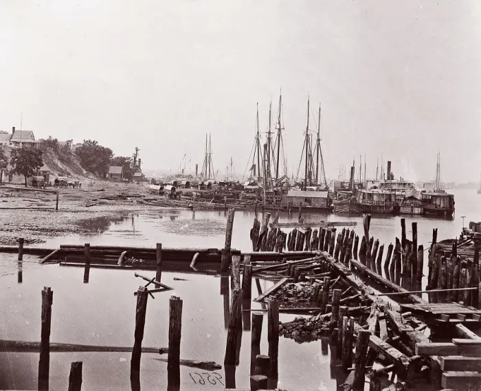 Framed Print : City Point, Virginia, 1861-65. Creator: Andrew Joseph Russell Framed Print : City Point, Virginia, 1861-65. Creator: Andrew Joseph Russell