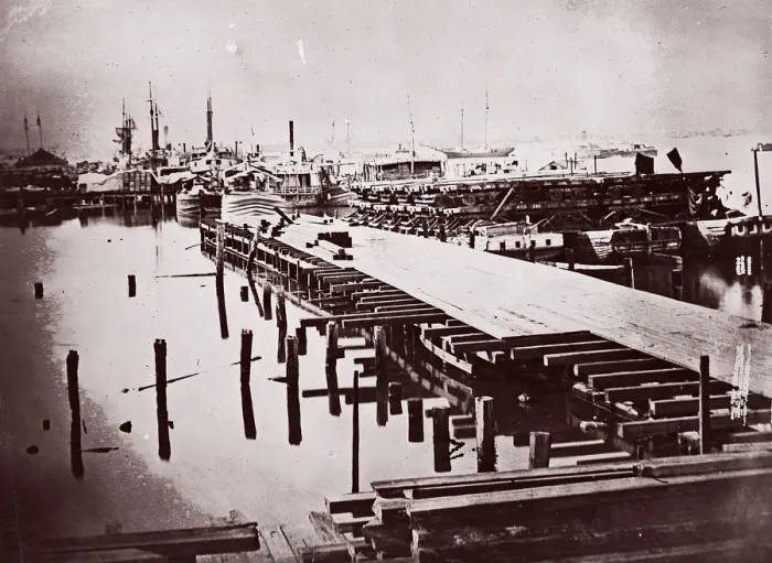 Framed Print : City Point, Virginia, 1861-65. Creator: Andrew Joseph Russell Framed Print : City Point, Virginia, 1861-65. Creator: Andrew Joseph Russell