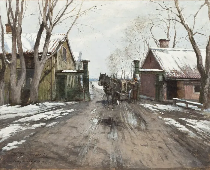 Framed Print : At the City Toll Gate, 1892. Creator: Victor Forssell Framed Print : At the City Toll Gate, 1892. Creator: Victor Forssell