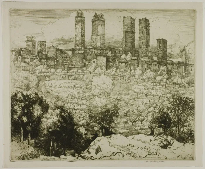 Framed Print : The City of Towers, 1909. Creator: Donald Shaw MacLaughlan Framed Print : The City of Towers, 1909. Creator: Donald Shaw MacLaughlan