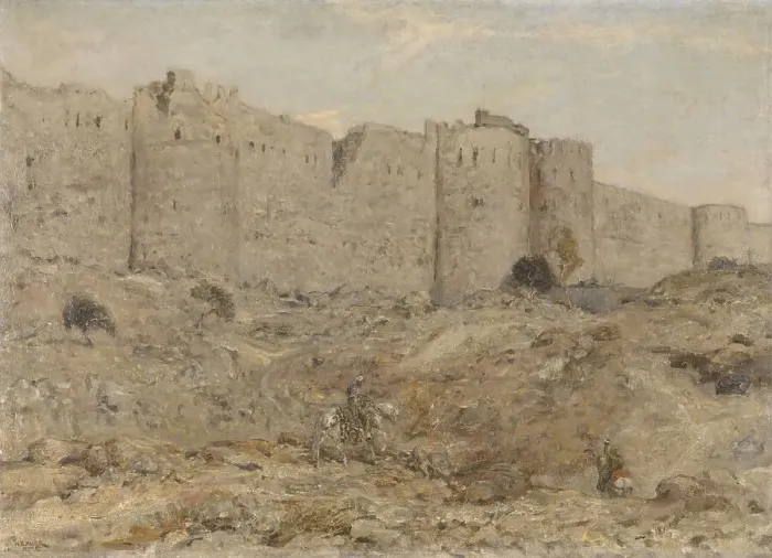 Framed Print : City wall in India, 1898-1900. Creator: Marius Bauer Framed Print : City wall in India, 1898-1900. Creator: Marius Bauer