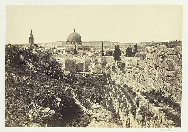 City Wall and Mosque of Omar, Jerusalem, 1857. Creator: Francis Frith