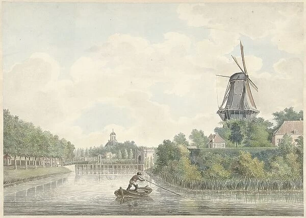 City walls of Middelburg with the Koepoort, the Oostkerk and a mill, 1700-1800. Creator: Anon