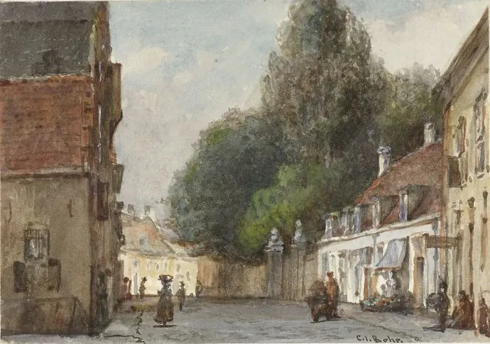 Framed Print : Cityscape, 1822-1895. Creator: Carel Jacobus Behr Framed Print : Cityscape, 1822-1895. Creator: Carel Jacobus Behr