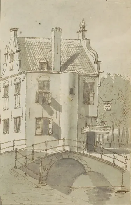 Framed Print : Cityscape with a bridge over a canal, c.1783-c.1797. Creator: Johannes Huibert Prins Framed Print : Cityscape with a bridge over a canal, c.1783-c.1797. Creator: Johannes Huibert Prins