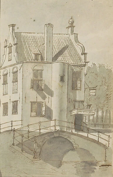 Cityscape with a bridge over a canal, c.1783-c.1797. Creator: Johannes Huibert Prins