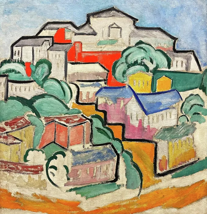 Framed Print : Cityscape, c1912. Creator: Rozanova, Olga Vladimirovna (1886-1918) Framed Print : Cityscape, c1912. Creator: Rozanova, Olga Vladimirovna (1886-1918)