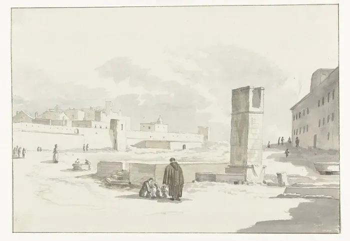 Framed Print : Cityscape in Giovinazzo, 1778. Creator: Louis Ducros Framed Print : Cityscape in Giovinazzo, 1778. Creator: Louis Ducros