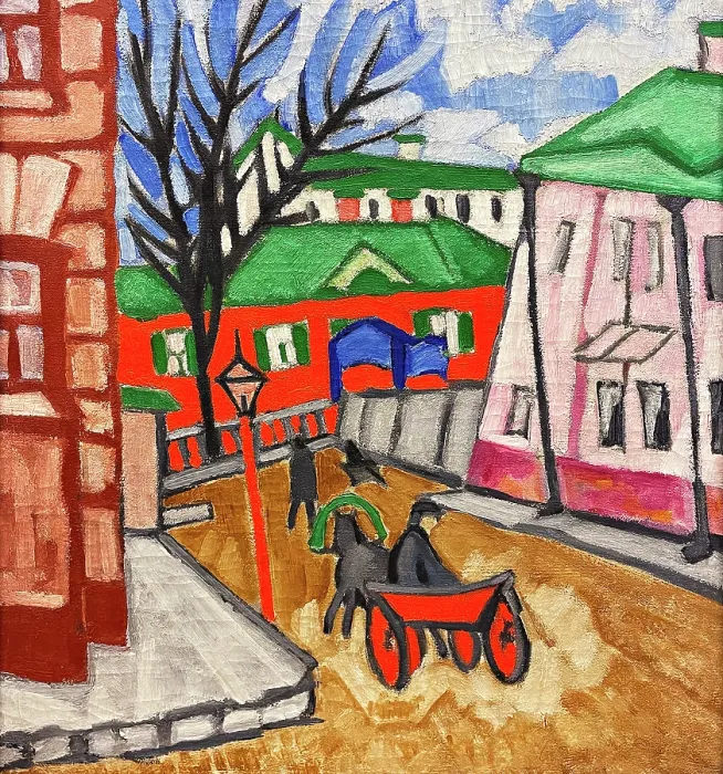 Framed Print : Cityscape (Landscape with a Coachman), 1910. Creator: Rozanova, Olga Vladimirovna (1886-1918) Framed Print : Cityscape (Landscape with a Coachman), 1910. Creator: Rozanova, Olga Vladimirovna (1886-1918)