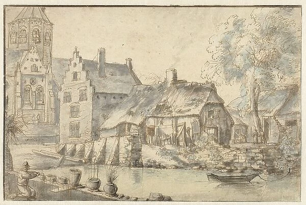 Cityscape with a large church, 1600-1699. Creator: Anon