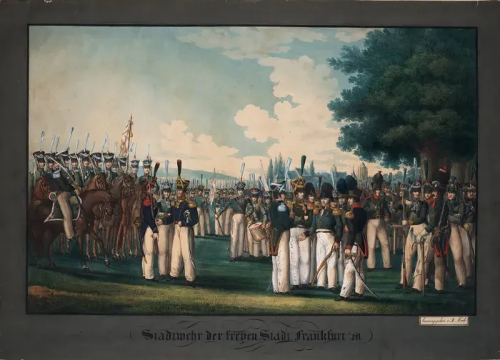 Framed Print : Civic Guards of Free City of Frankfurt. Artist: Anonymous Framed Print : Civic Guards of Free City of Frankfurt. Artist: Anonymous