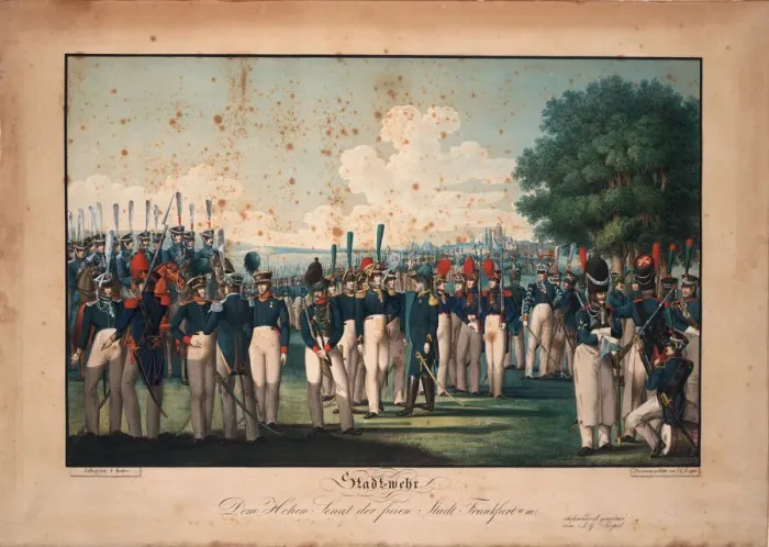 Framed Print : Civic Guards of Free City of Frankfurt. Artist: Anonymous Framed Print : Civic Guards of Free City of Frankfurt. Artist: Anonymous