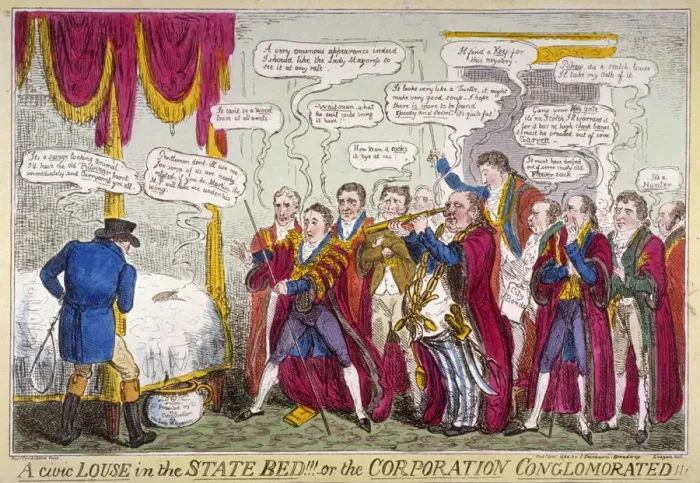 Framed Print : A civic louse in the state bed!!!, or the Corporation conglomorated!!, 1824. Artist Framed Print : A civic louse in the state bed!!!, or the Corporation conglomorated!!, 1824. Artist