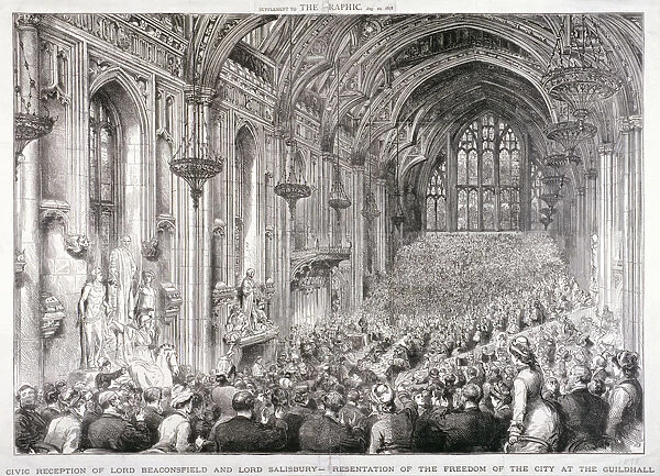 Civic reception of Lord Beaconsfield and Lord Salisbury at the Guildhall, London, 1878