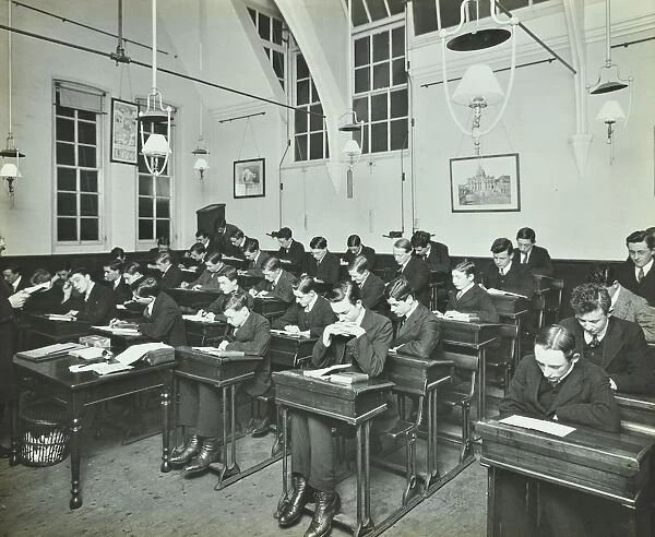 Civil Service class for male students, Hammersmith Commercial Institute, London, 1913