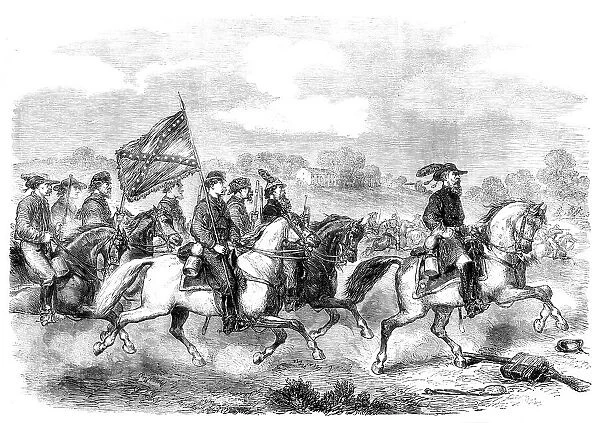 The Civil War in America: General Stuart (Confederate) with his cavalry... 1862. Creator: Unknown