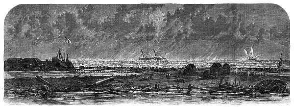 The Civil War in America: Hatteras Spit, with the wreck of the City of New York on the... 1862. Creator: Unknown