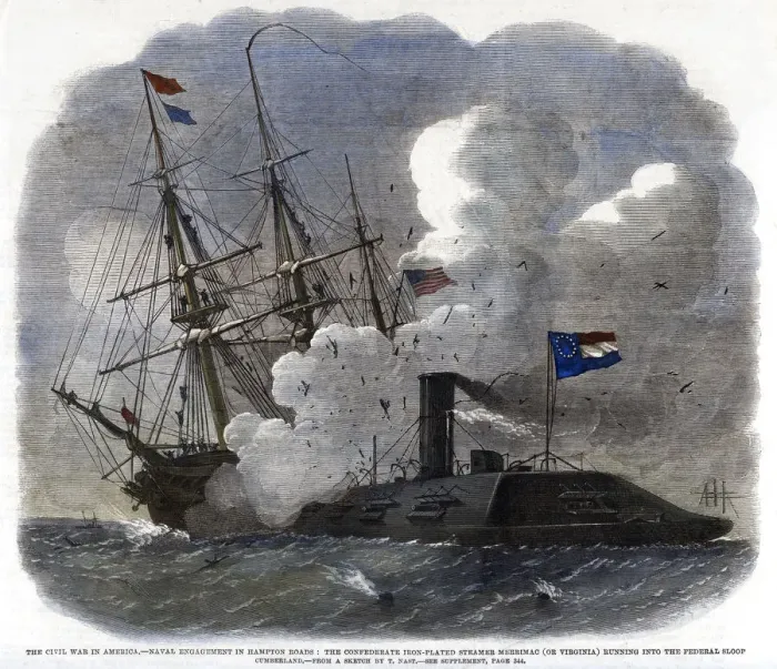Framed Print : The Civil War in America - Naval Engagement in Hampton Roads... 1862 Framed Print : The Civil War in America - Naval Engagement in Hampton Roads... 1862