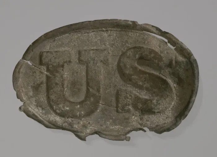 Framed Print : Civil War-era belt buckle from Point of Pines Plantation, ca. 1860. Creator: Unknown Framed Print : Civil War-era belt buckle from Point of Pines Plantation, ca. 1860. Creator: Unknown