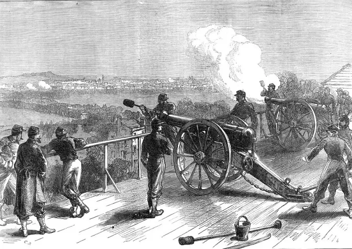 Framed Print : The Civil War in France: Fort Valerien firing at Paris, 1871. Creator: C. R Framed Print : The Civil War in France: Fort Valerien firing at Paris, 1871. Creator: C. R