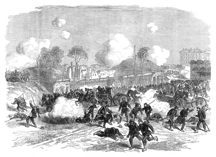 Framed Print : The Civil War in France: inside the Porte Maillot, 1871. Creator: Unknown