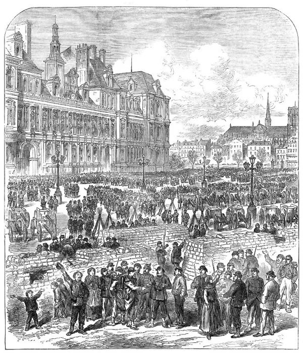 Framed Print : The Civil War in Paris: barricades in front of the Hotel de Ville, 1871. Creator: Unknown Framed Print : The Civil War in Paris: barricades in front of the Hotel de Ville, 1871. Creator: Unknown