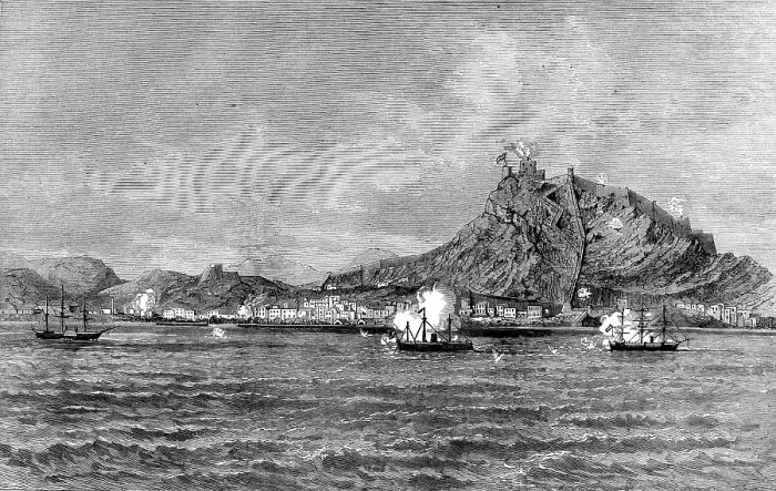 Framed Print : The Civil War in Spain: Bombardment of Alicante, 1873. Creator: Unknown Framed Print : The Civil War in Spain: Bombardment of Alicante, 1873. Creator: Unknown