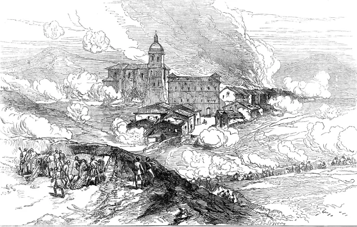 Framed Print : The Civil War in Spain: bombardment of Hernani, 1874. Creator: Unknown Framed Print : The Civil War in Spain: bombardment of Hernani, 1874. Creator: Unknown