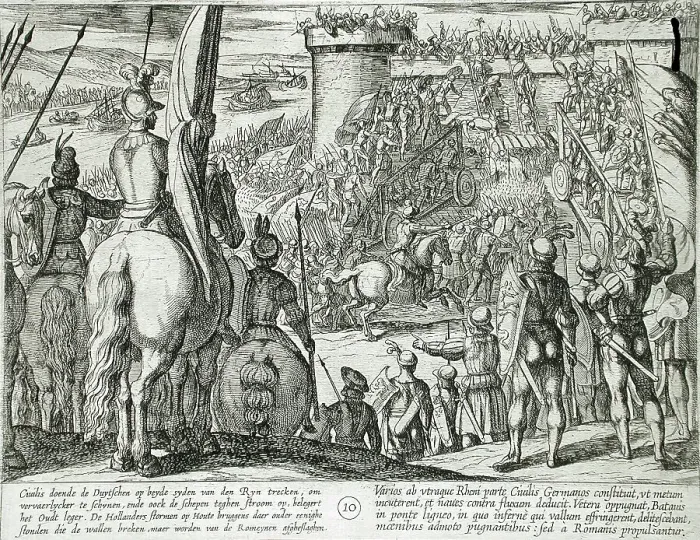 Framed Print : Civilis Using Movable Wooden Bridges to Attack a Fortress, Publshed 1612. Creator: Antonio Tempesta Framed Print : Civilis Using Movable Wooden Bridges to Attack a Fortress, Publshed 1612. Creator: Antonio Tempesta