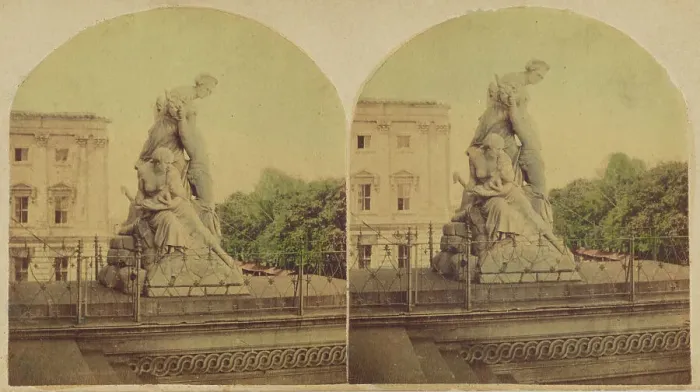 Framed Print : Civilization'; A group by Greenough, at the eastern entrance of the Capitol, Washington, DC. 1860s Creator: New York Stereoscopic Company Framed Print : Civilization'; A group by Greenough, at the eastern entrance of the Capitol, Washington, DC. 1860s Creator: New York Stereoscopic Company