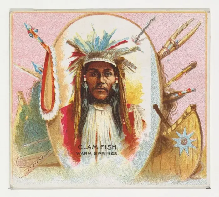 Framed Print : Clam Fish, Warm Springs, from the American Indian Chiefs series (N36) for Allen & Framed Print : Clam Fish, Warm Springs, from the American Indian Chiefs series (N36) for Allen &