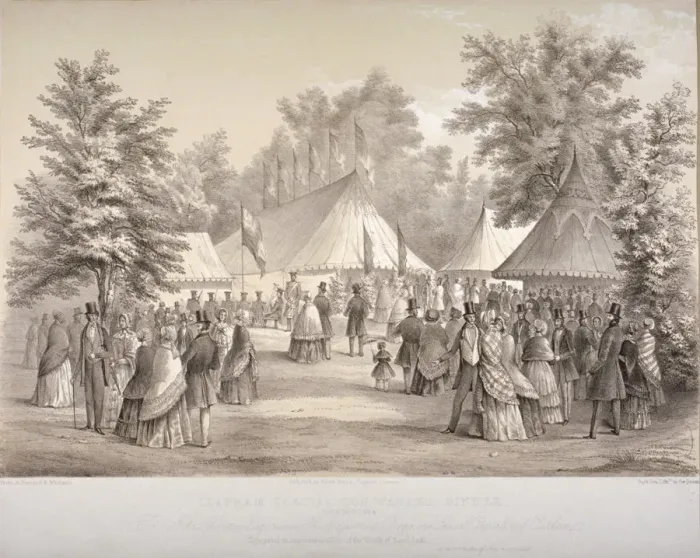 Framed Print : Clapham Special Constables dinner, Clapham, London, 1848. Artist: HM Whichelo Framed Print : Clapham Special Constables dinner, Clapham, London, 1848. Artist: HM Whichelo