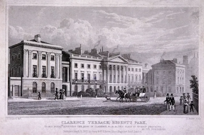 Framed Print : Clarence Terrace, Regents Park, Marylebone, London, 1827. Artist: Thomas Barber Framed Print : Clarence Terrace, Regents Park, Marylebone, London, 1827. Artist: Thomas Barber