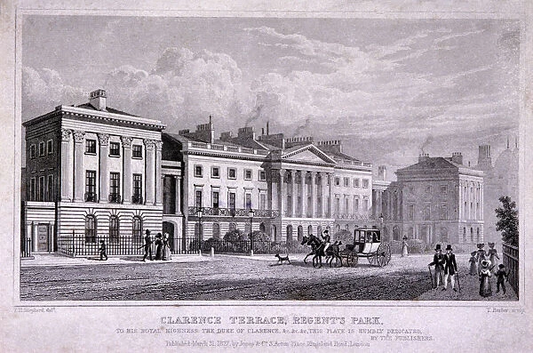 Clarence Terrace, Regents Park, Marylebone, London, 1827. Artist: Thomas Barber