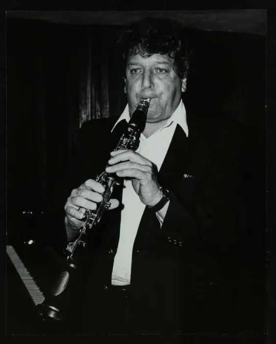 Framed Print : Clarinetist John Denman playing at the Bass Clef, London, 1985. Artist: Denis Williams