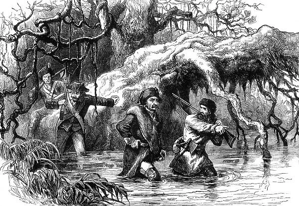Clark and his soldiers crossing the Wabash, c1778-1779 (c1880)
