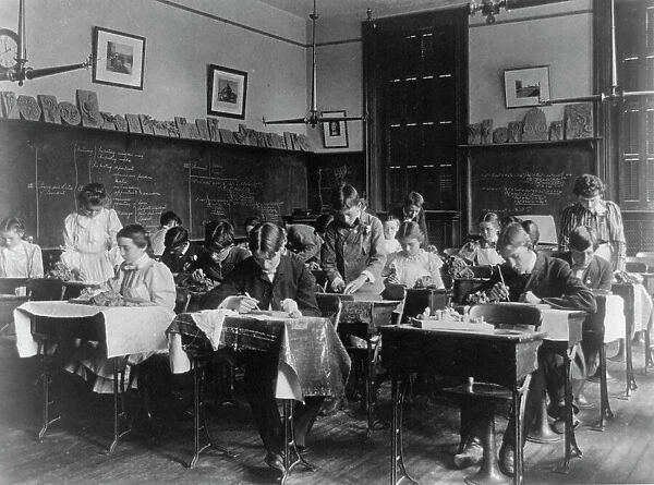 A class in clay modeling, 2nd Division, (1899?). Creator: Frances Benjamin Johnston